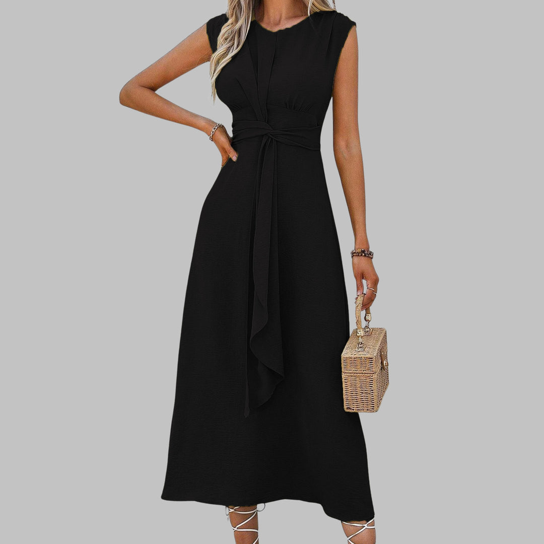Evelyn | Women's A-Line Midi Dress Sleeveless Tie Waist