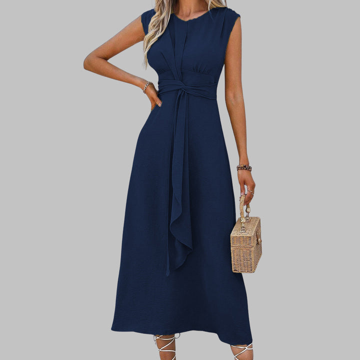 Evelyn | Women's A-Line Midi Dress Sleeveless Tie Waist