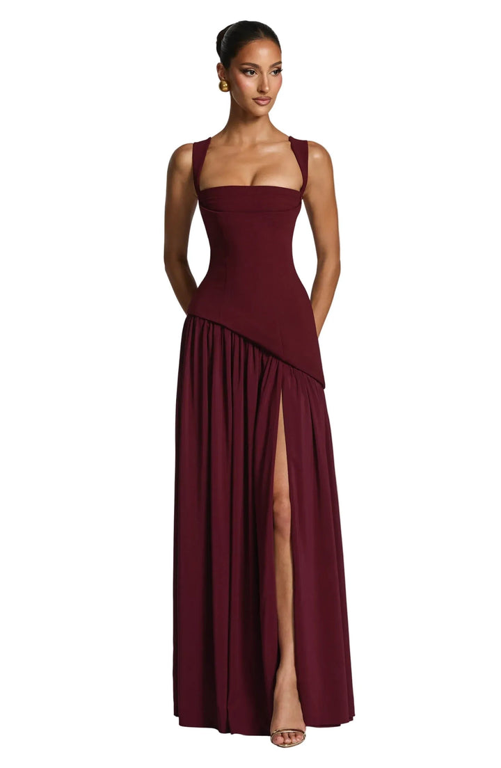 Evelyn | Women's A-Line Sleeveless Fitted-Waist Maxi Dress