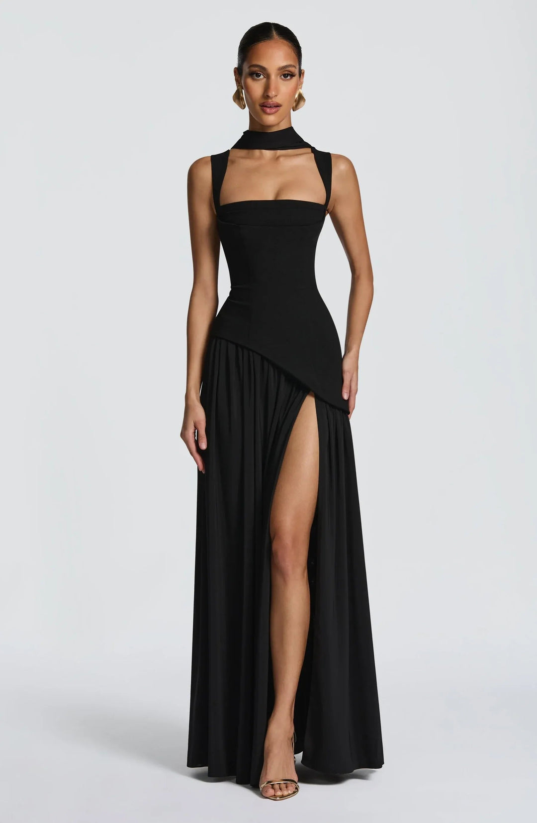 Evelyn | Women's A-Line Sleeveless Fitted-Waist Maxi Dress