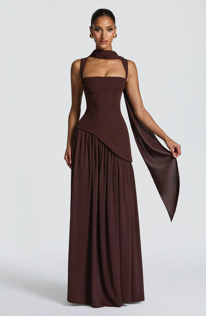 Evelyn | Women's A-Line Sleeveless Fitted-Waist Maxi Dress