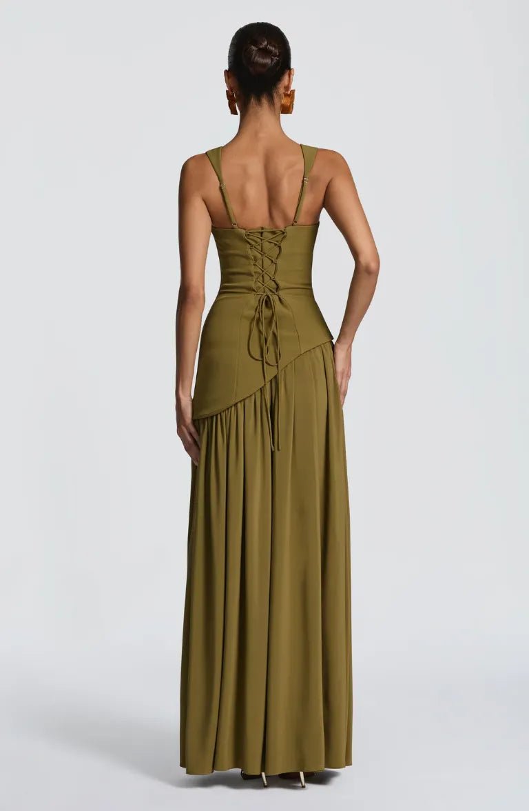 Evelyn | Women's A-Line Sleeveless Fitted-Waist Maxi Dress
