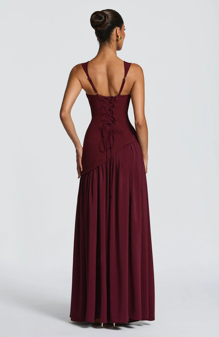 Evelyn | Women's A-Line Sleeveless Fitted-Waist Maxi Dress