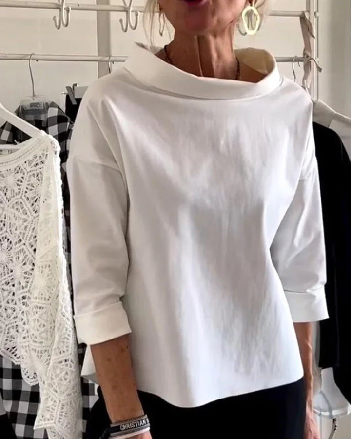 Olivia | Women's Bateau Neck 3/4 Sleeve Relaxed-Fit Top