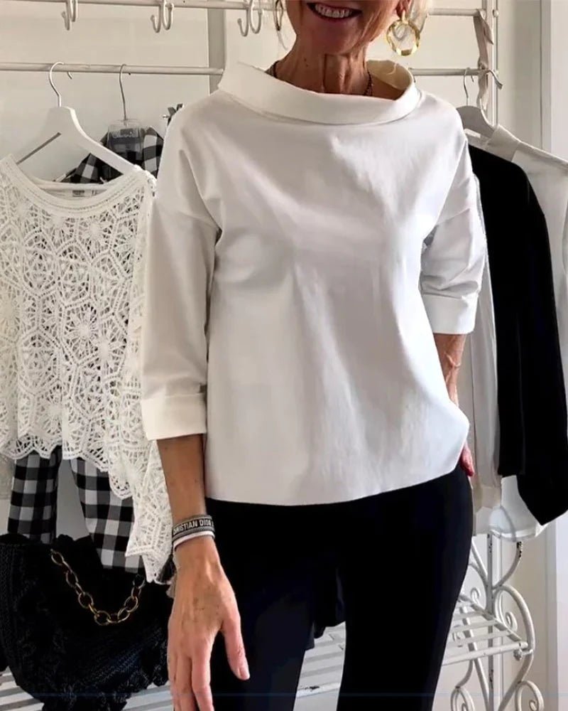 Olivia | Women's Bateau Neck 3/4 Sleeve Relaxed-Fit Top