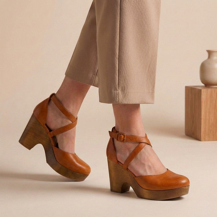 Caroline | Womens Block Heel Strap Platform Heels