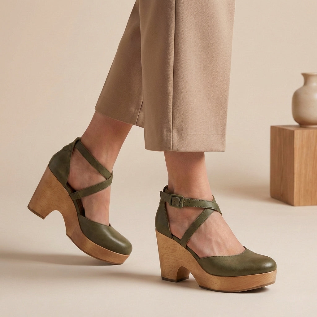Caroline | Womens Block Heel Strap Platform Heels
