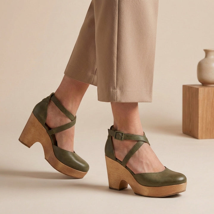 Caroline | Womens Block Heel Strap Platform Heels