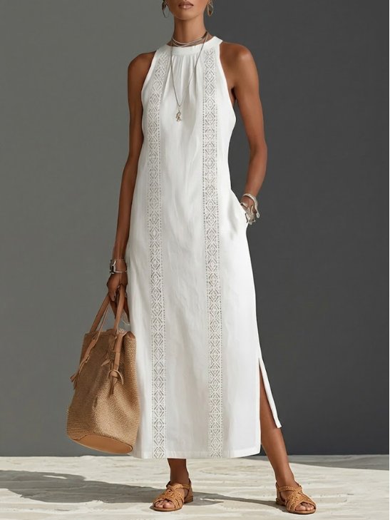 Phoebe | Women's Embroidered Sleeveless Midi Dress