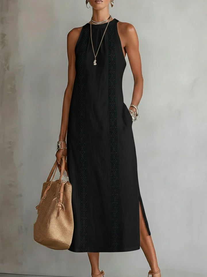 Phoebe | Women's Embroidered Sleeveless Midi Dress
