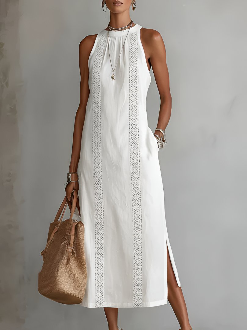 Phoebe | Women's Embroidered Sleeveless Midi Dress