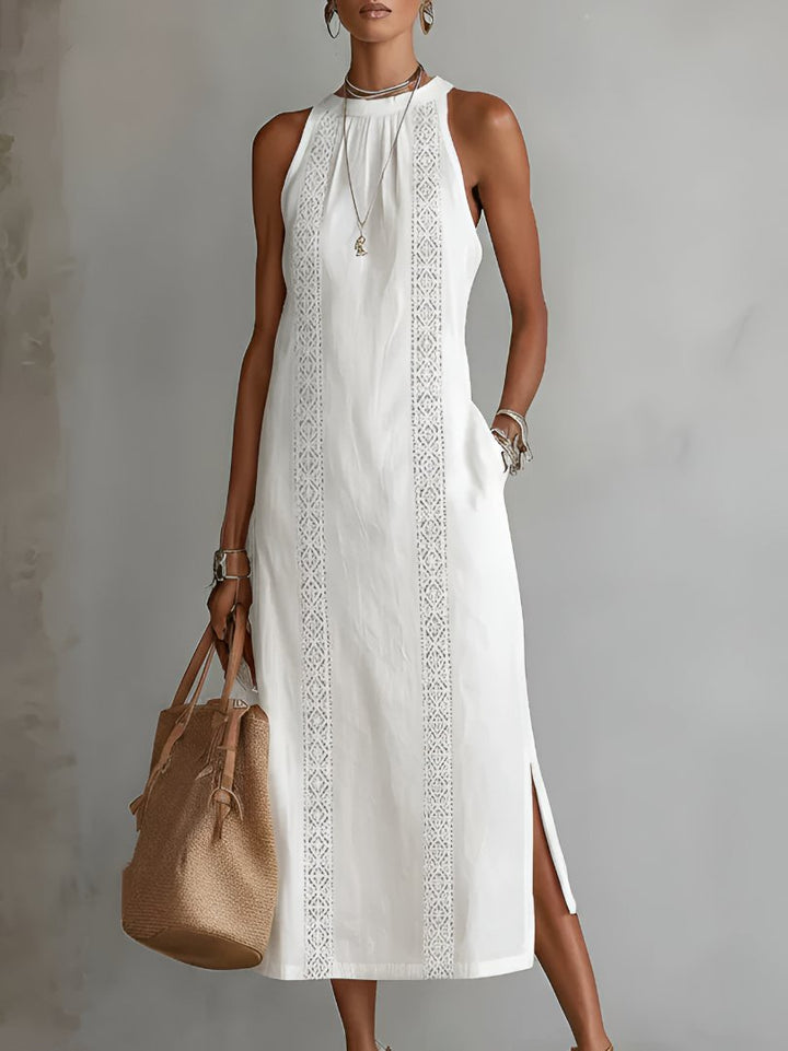 Phoebe | Women's Embroidered Sleeveless Midi Dress