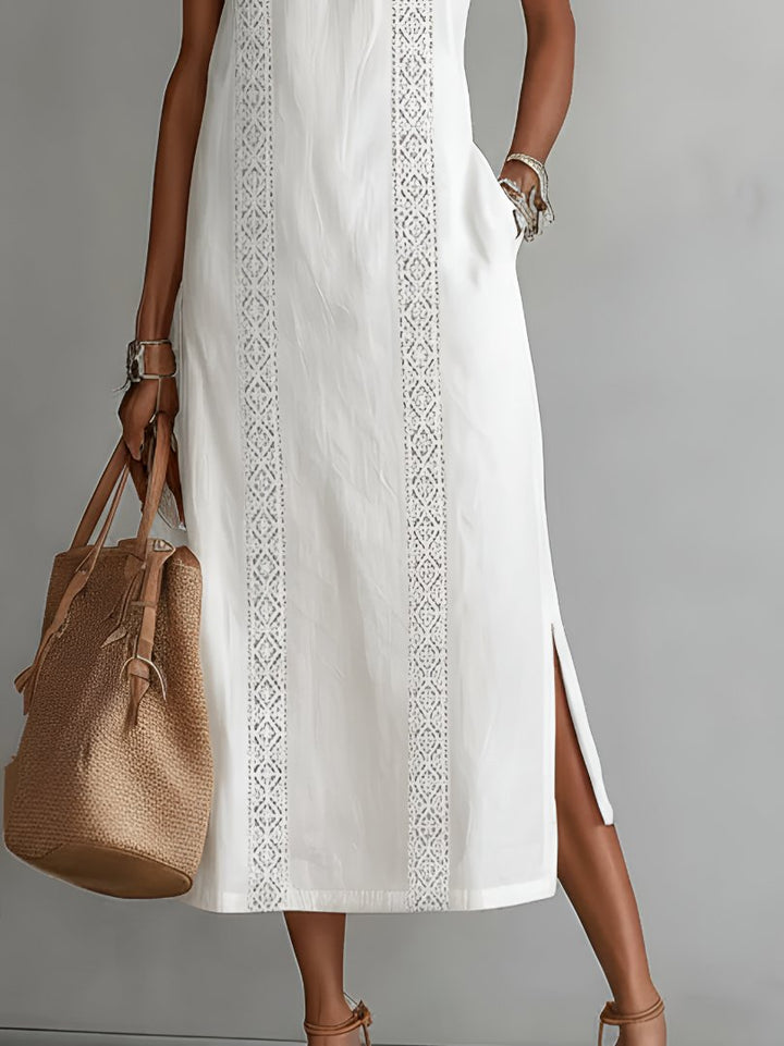 Phoebe | Women's Embroidered Sleeveless Midi Dress