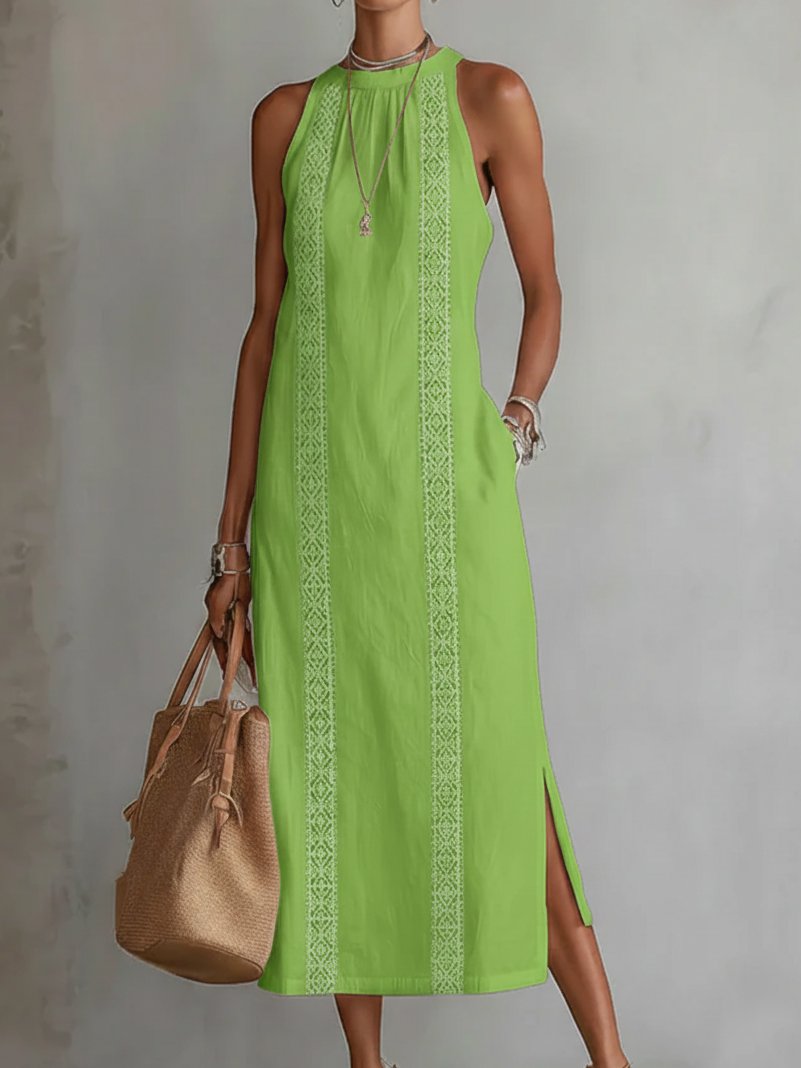 Phoebe | Women's Embroidered Sleeveless Midi Dress