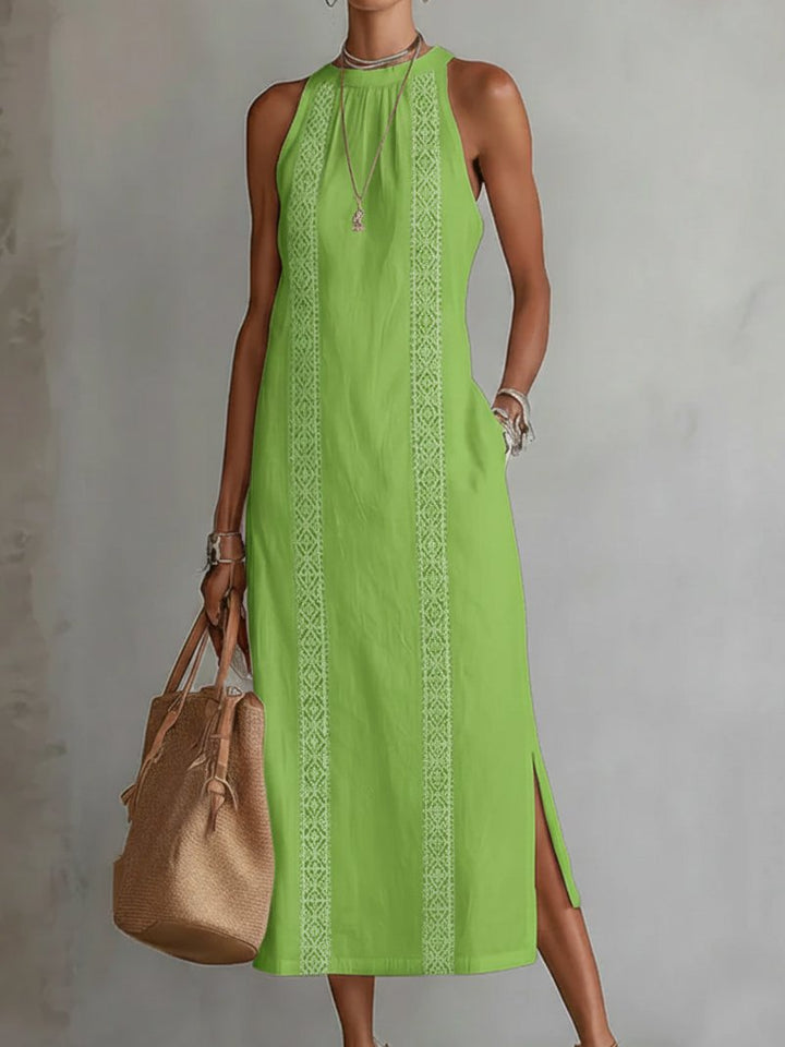 Phoebe | Women's Embroidered Sleeveless Midi Dress