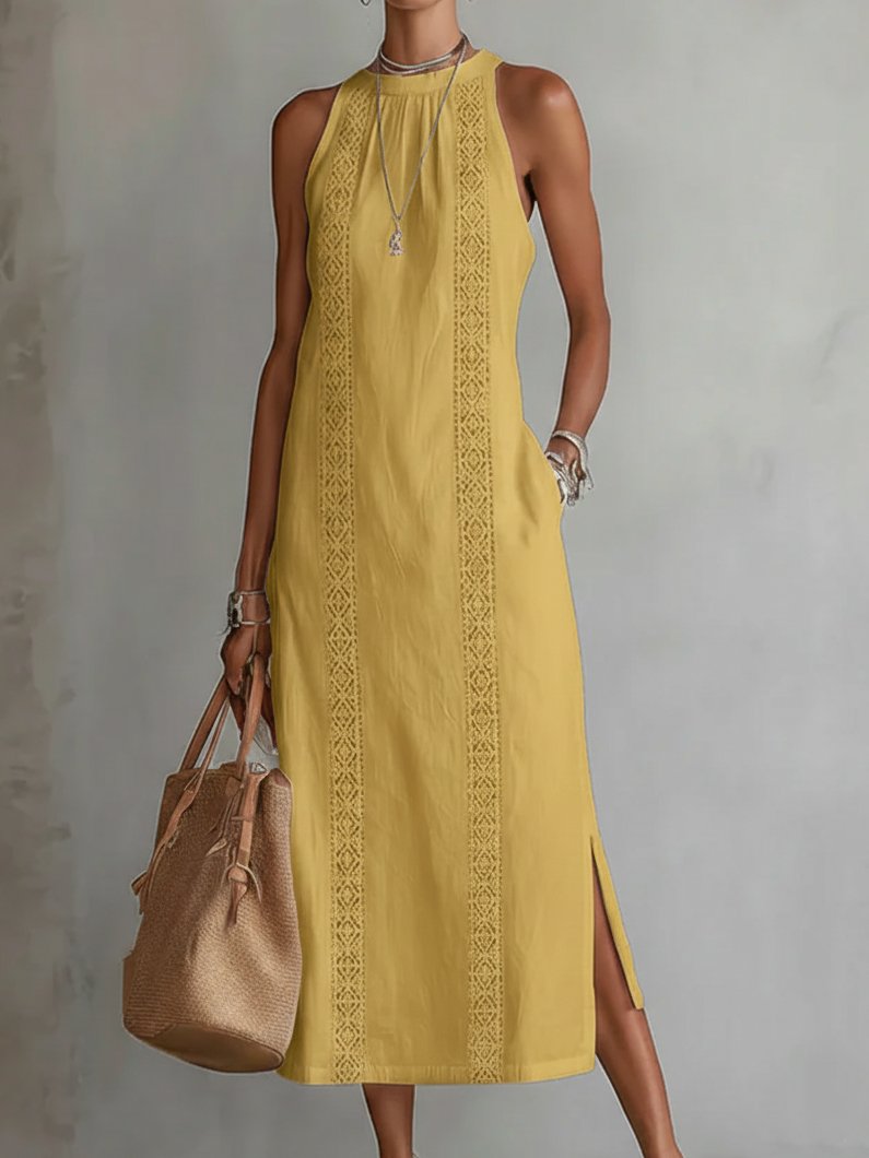 Phoebe | Women's Embroidered Sleeveless Midi Dress