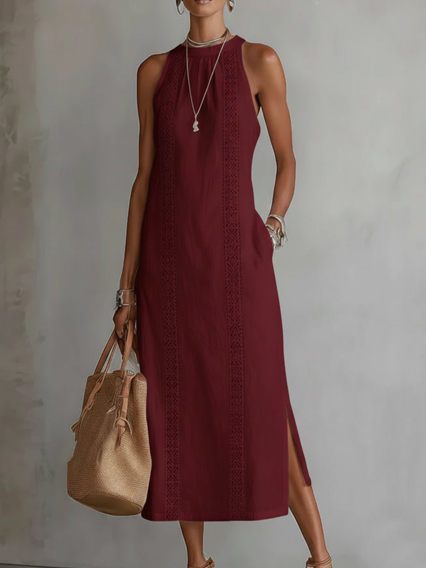 Phoebe | Women's Embroidered Sleeveless Midi Dress