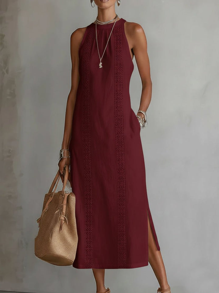 Phoebe | Women's Embroidered Sleeveless Midi Dress