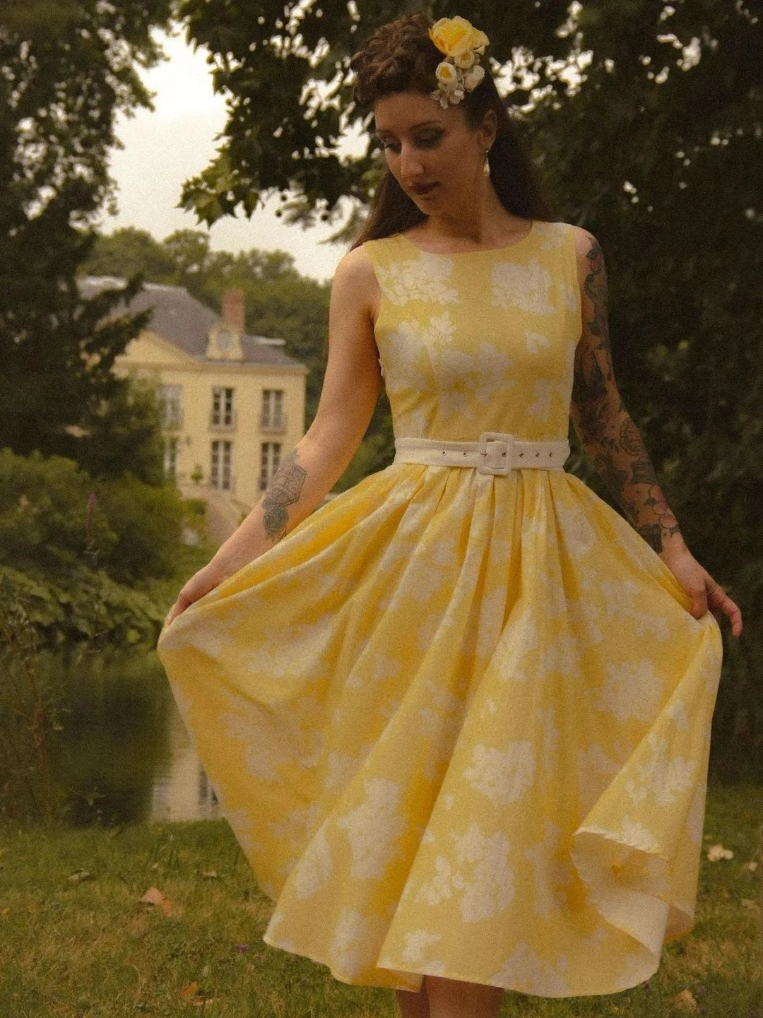Isla | Women's Floral Linen Sleeveless Midi Dress