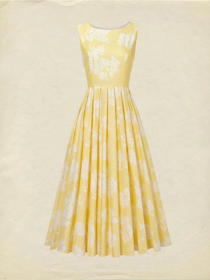 Isla | Women's Floral Linen Sleeveless Midi Dress