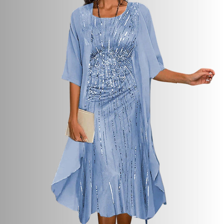 Aria | Women's Floral Three-Quarter Sleeve Two-Piece Layered Set