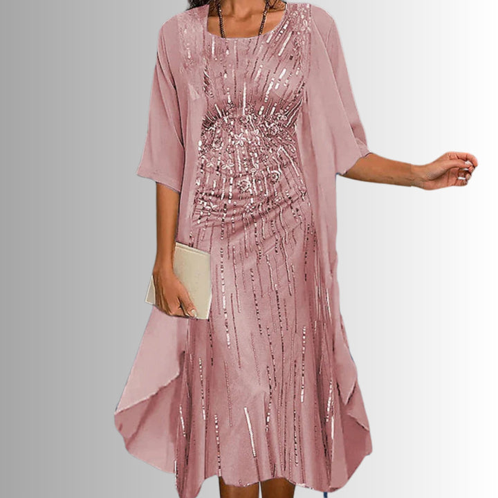 Aria | Women's Floral Three-Quarter Sleeve Two-Piece Layered Set