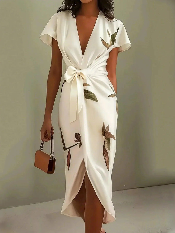 Olivia | Women's Floral Wrap V-Neck Midi Dress