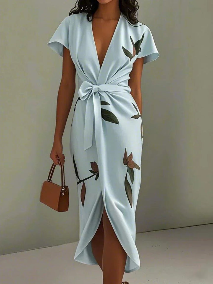 Olivia | Women's Floral Wrap V-Neck Midi Dress