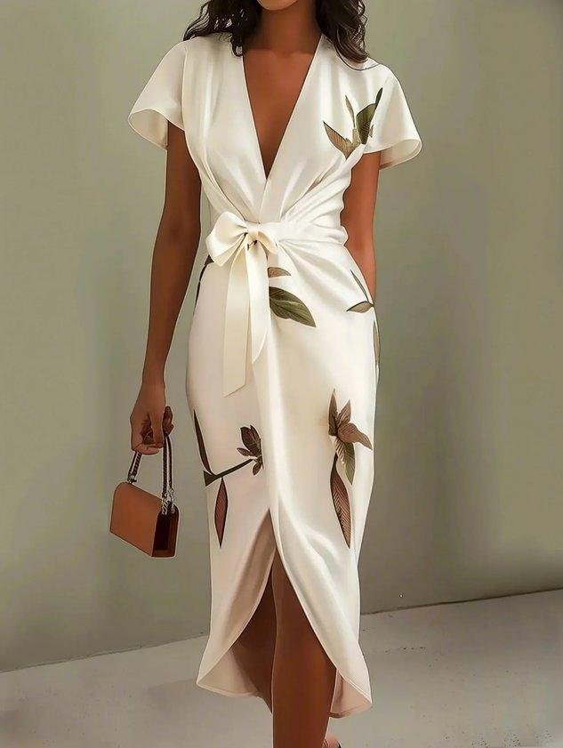 Olivia | Women's Floral Wrap V-Neck Midi Dress