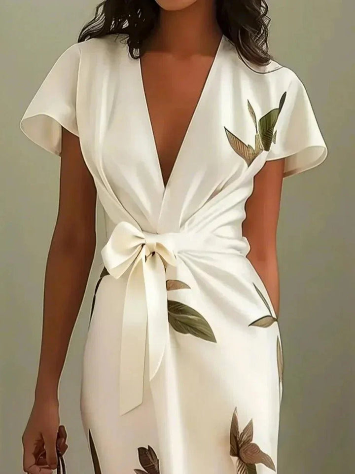 Olivia | Women's Floral Wrap V-Neck Midi Dress