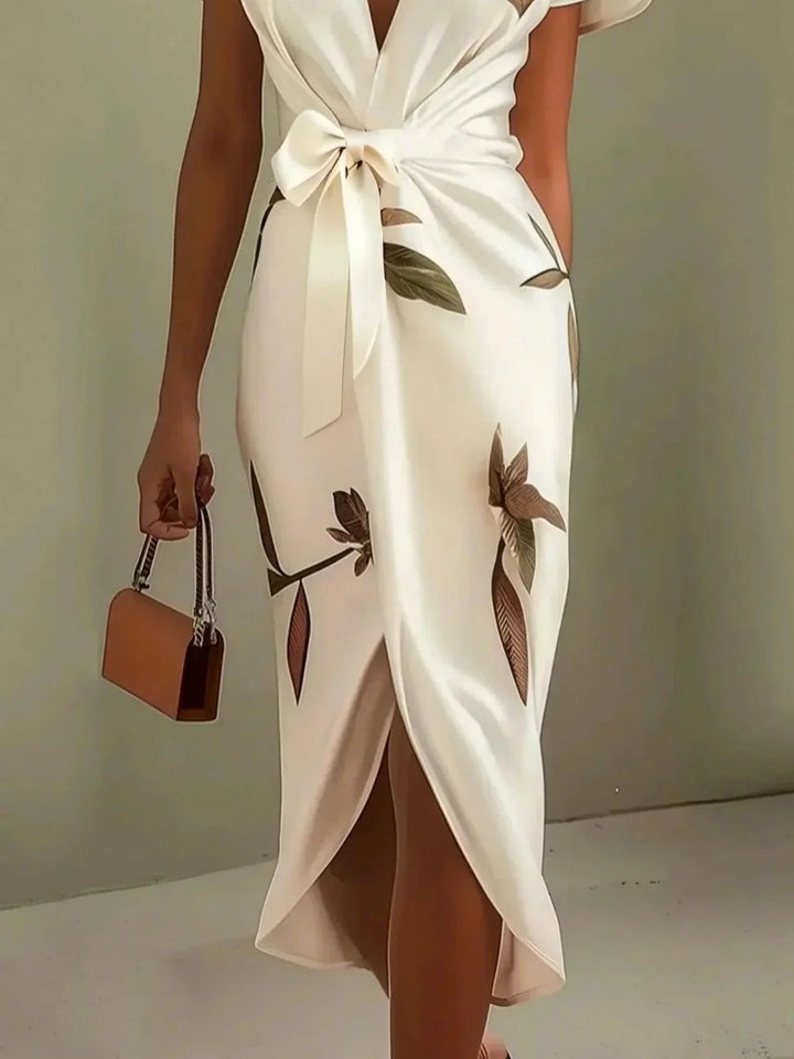 Olivia | Women's Floral Wrap V-Neck Midi Dress