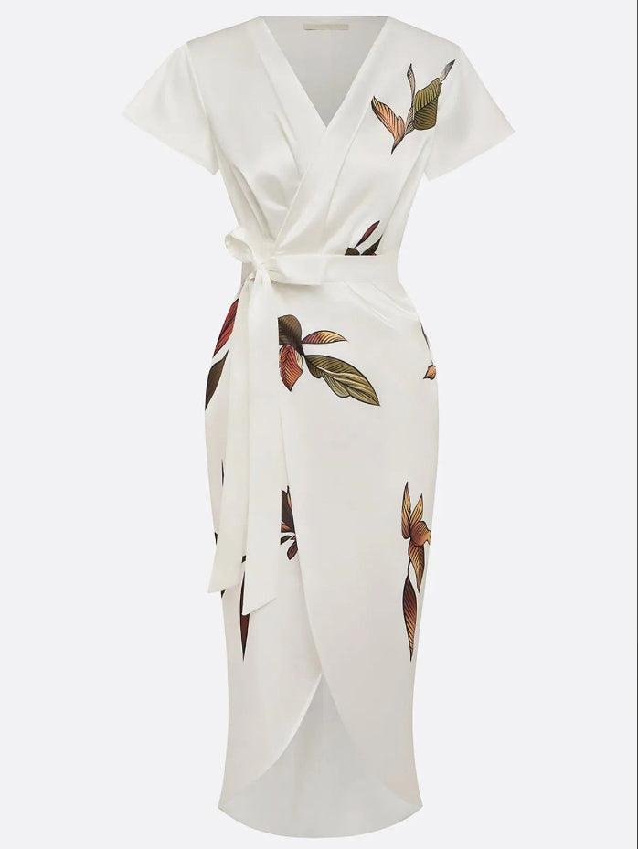 Olivia | Women's Floral Wrap V-Neck Midi Dress
