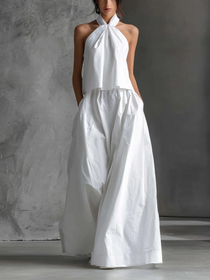 Evelyn | Women's Halter Neck Linen Two-Piece Set