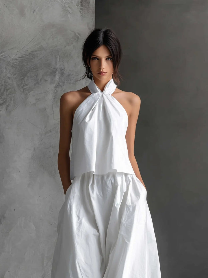 Evelyn | Women's Halter Neck Linen Two-Piece Set