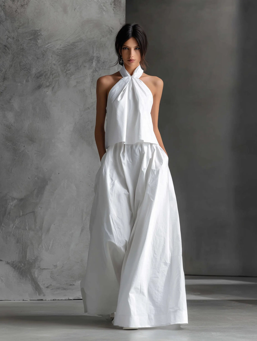 Evelyn | Women's Halter Neck Linen Two-Piece Set