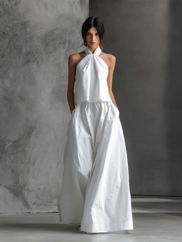 Evelyn | Women's Halter Neck Linen Two-Piece Set