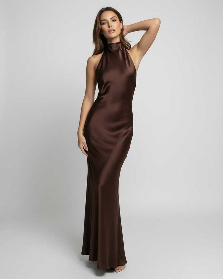 Willow | Women's Halter-Neck Satin Maxi Dress