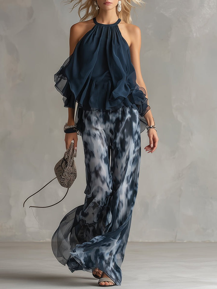 Scarlett | Women's Halter Neck Wide Leg Two Piece Coordinate Set