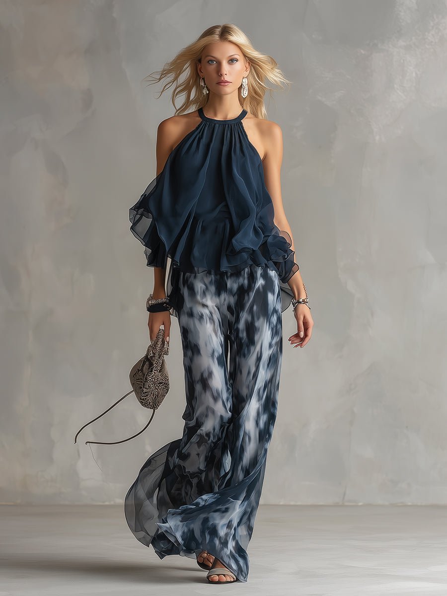 Scarlett | Women's Halter Neck Wide Leg Two Piece Coordinate Set