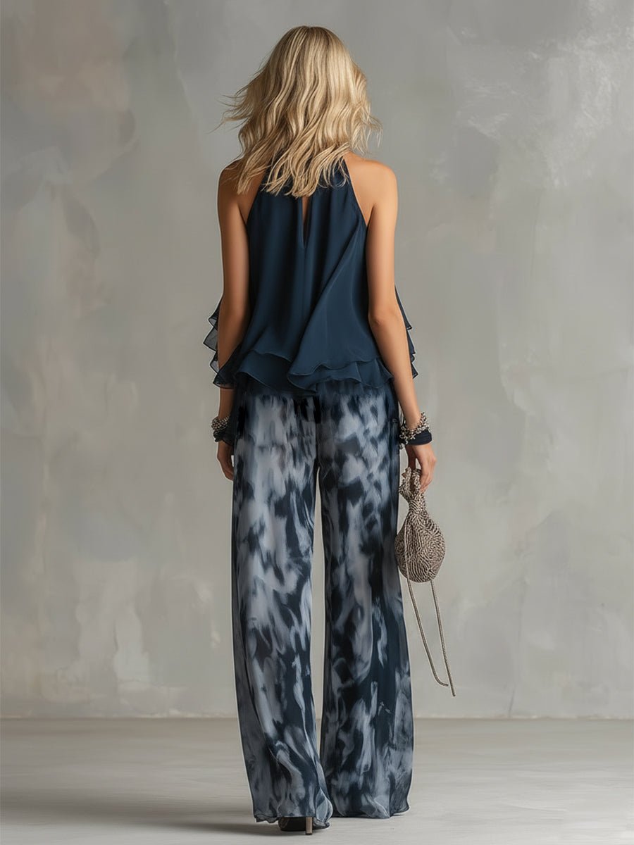 Scarlett | Women's Halter Neck Wide Leg Two Piece Coordinate Set