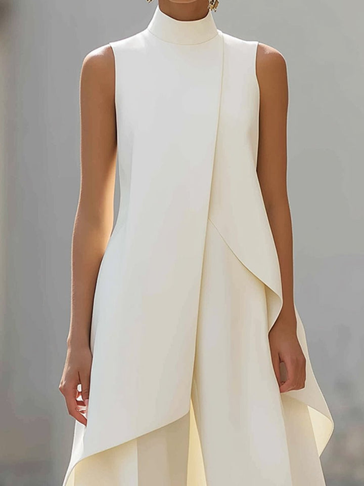 Ella | Women's High-Neck Sleeveless Asymmetric Wide-Leg Trouser Set