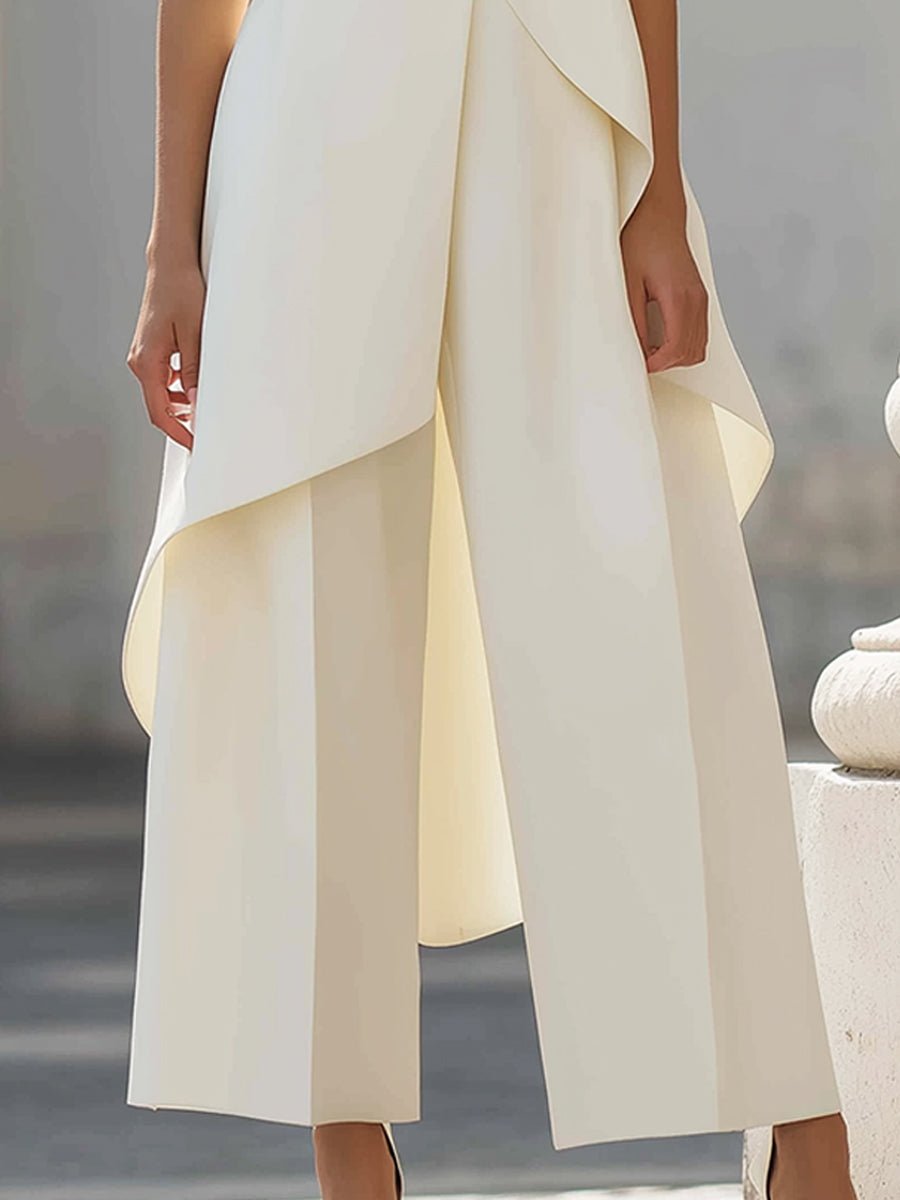 Ella | Women's High-Neck Sleeveless Asymmetric Wide-Leg Trouser Set