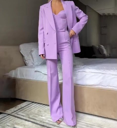 Phoebe | Women's High-Waist Single-Button Three-Piece Blazer Set