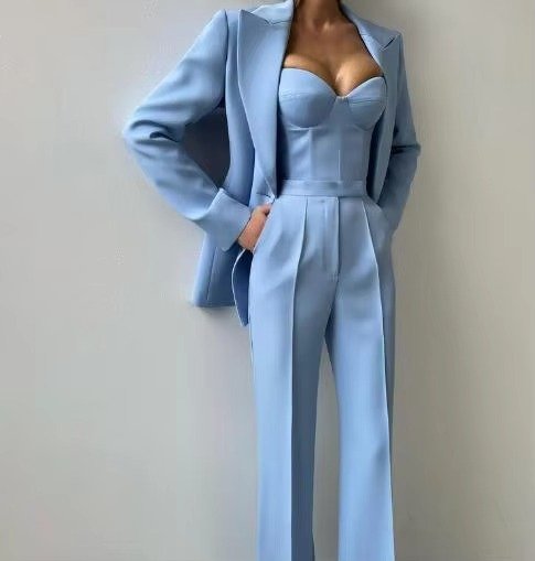 Phoebe | Women's High-Waist Single-Button Three-Piece Blazer Set