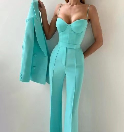 Phoebe | Women's High-Waist Single-Button Three-Piece Blazer Set