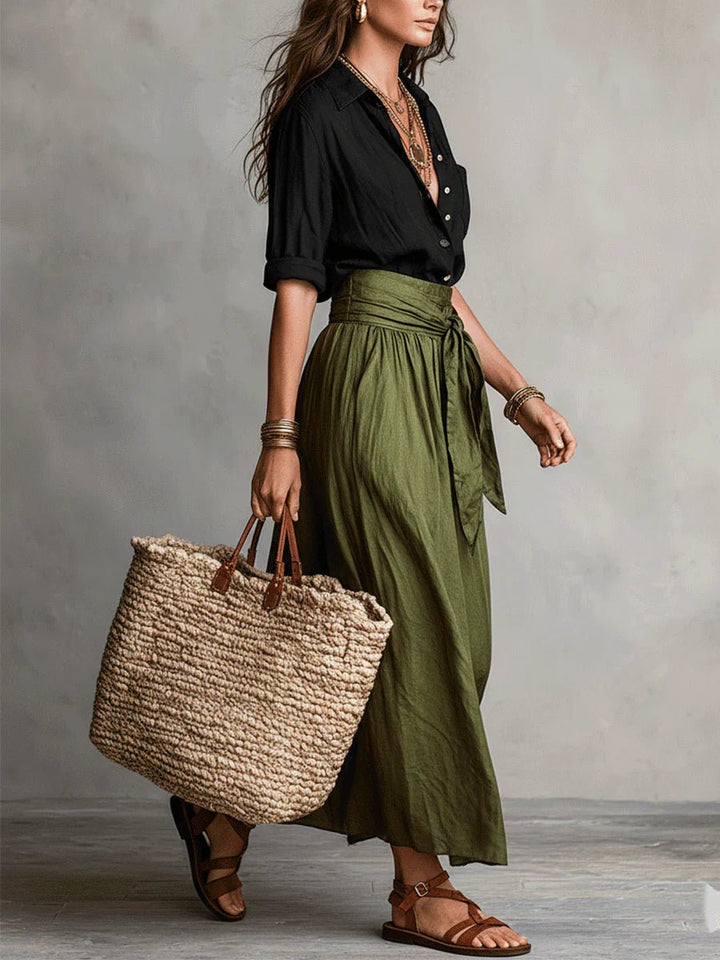 Emily | Women's High-Waisted Button-Up Two-Piece Set