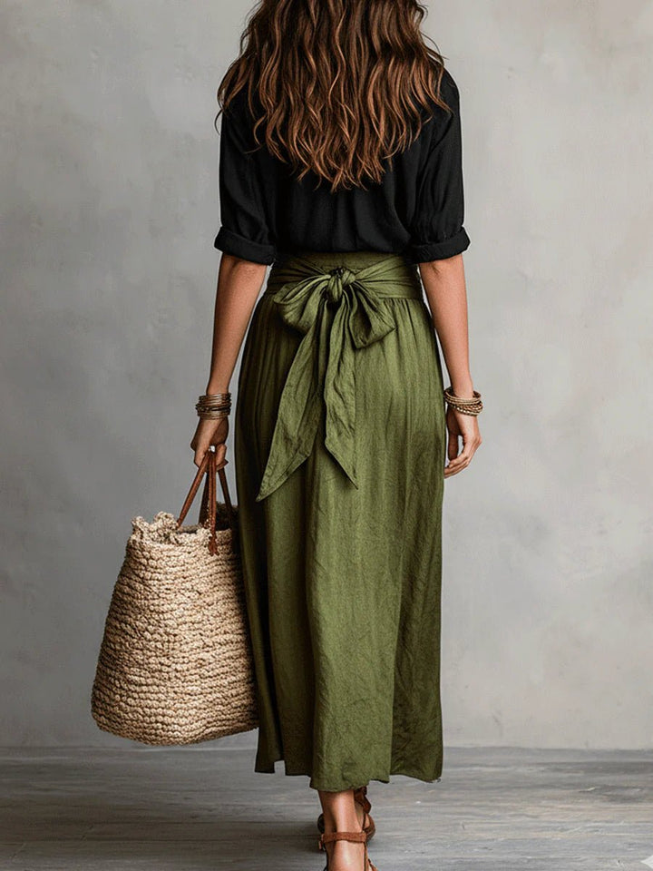 Emily | Women's High-Waisted Button-Up Two-Piece Set