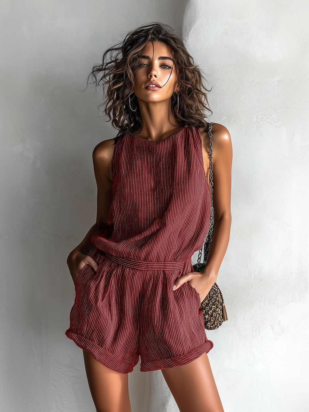 Isla | Women's Linen-Blend Sleeveless Boat-Neck Romper