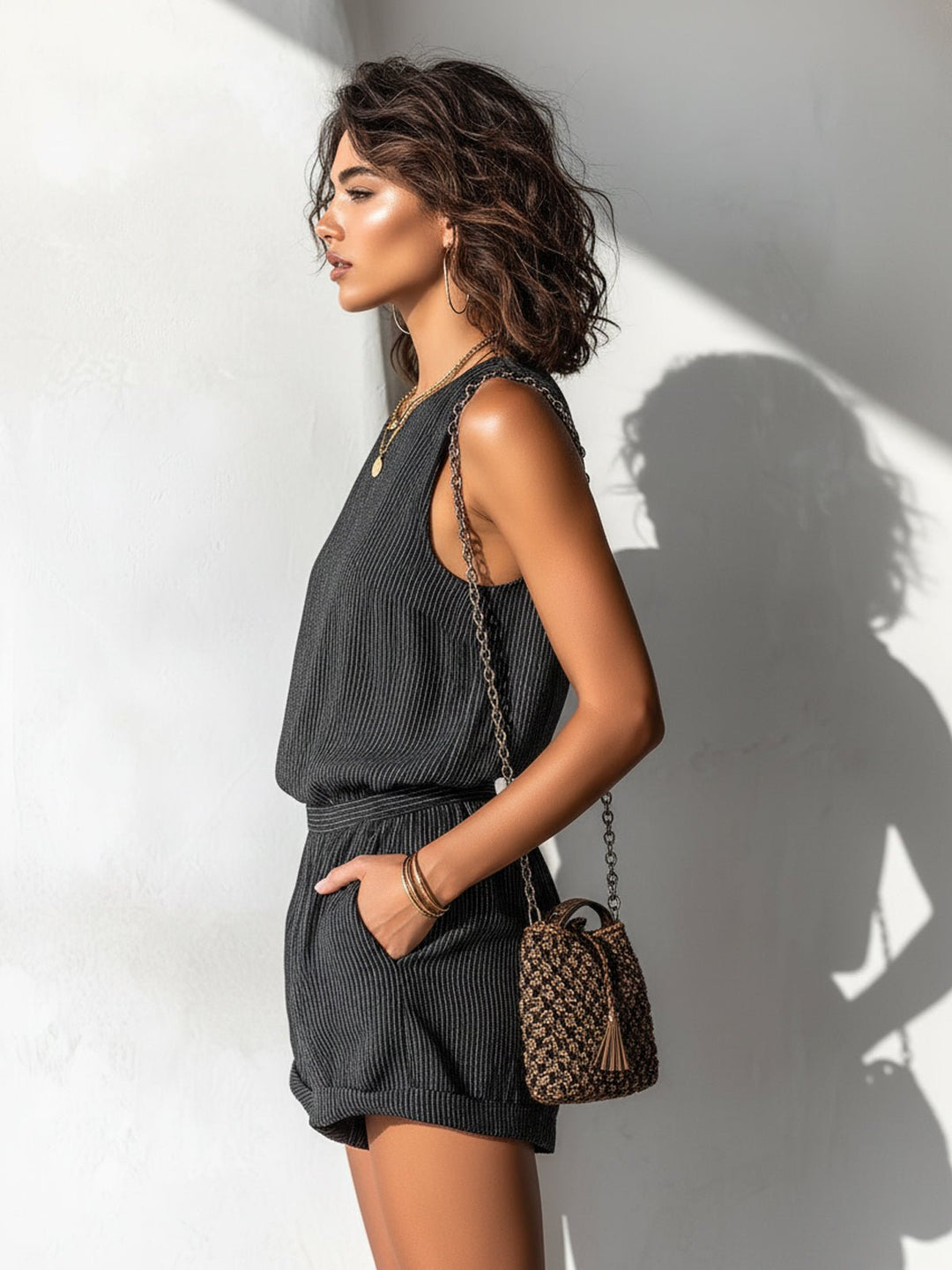 Isla | Women's Linen-Blend Sleeveless Boat-Neck Romper