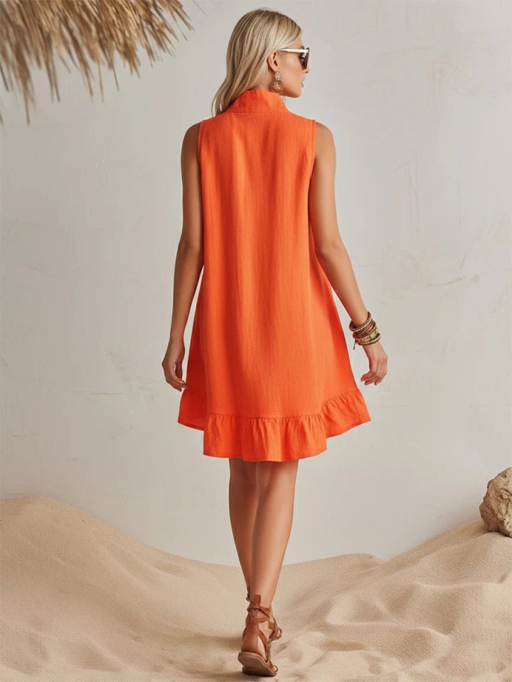Ivy | Women's Linen Half-Zip Ruffle Mini Dress